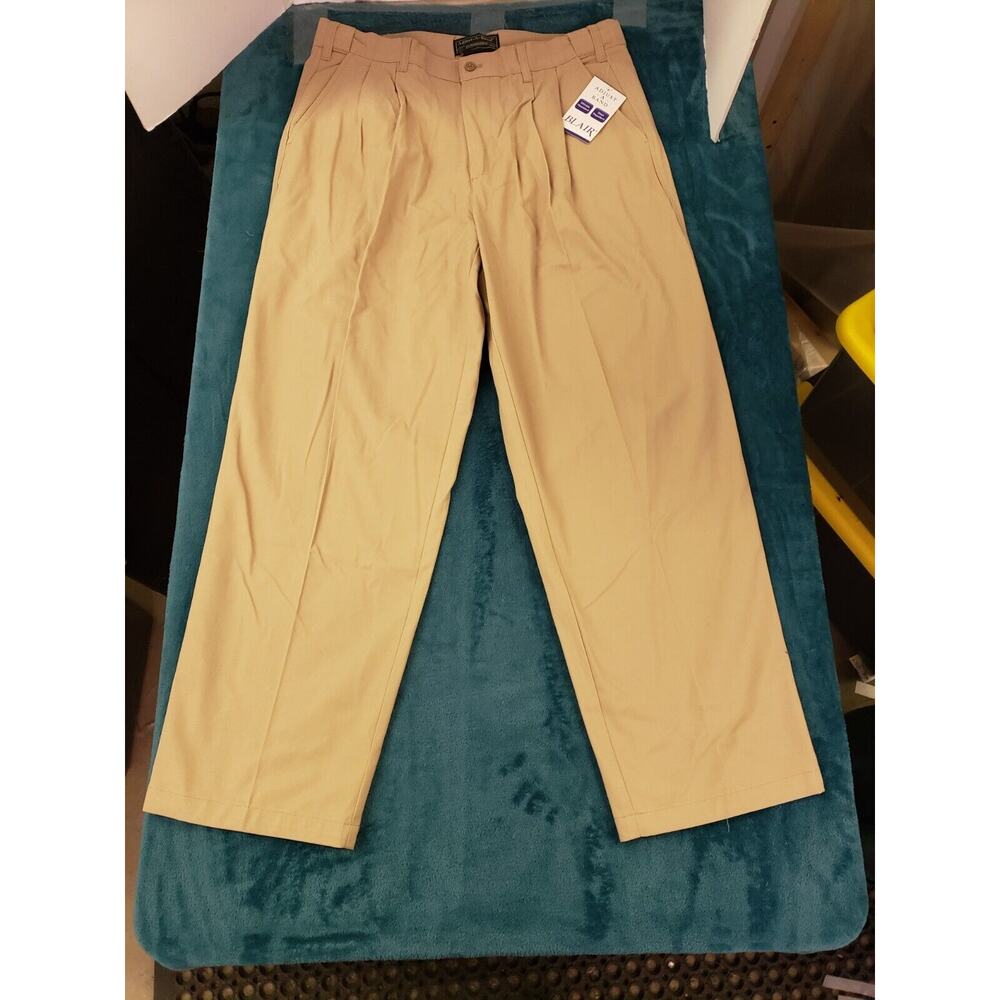 Blair Dress Pants Size 36 Mens Beige Pleated Career Slacks Adjusted Waist NWT